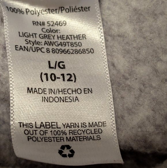 Athletic Works Girls Quarter Zip Fleece Pullover - Grey/Pink - Size L (10-12) - Picture 5 of 7